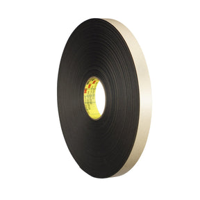 3M 4492B Double Coated Polyethylene Foam Tape, Black, 1/2 in x 72 yd, 31 mil (7000123708) (18 Pack)