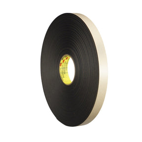 3M 4492B Double Coated Polyethylene Foam Tape, Black, 3/4 in x 72 yd, 31 mil (7000123709) (12 Pack)