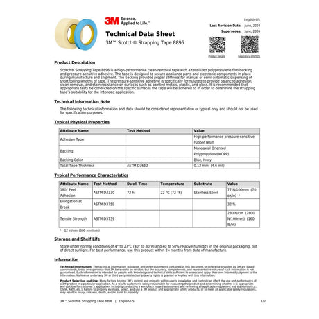 3M 8896 Scotch Strapping Tape, Blue, 24 mm x 55 m (7000123856) (36 Pack) - 2