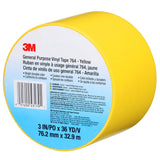 3M 764 General Purpose Vinyl Tape, Yellow, 3 in x 36 yd, 5 mil (43179) (7000123864)  - (12Pack) - 8