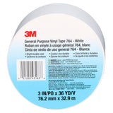 3M 764 43183 General Purpose Vinyl Tape, White, 5 mil, 3 in x 36 yd, Floor Marking, Color Coding (7000123865)  - (12Pack) - 7