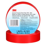 3M 764 General Purpose Vinyl Tape, Red, 5 mil, 1 in x 36 yd (43424) (7000123883)  - (36Pack) - 7