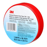 3M 764 General Purpose Vinyl Tape, Red, 5 mil, 1 in x 36 yd (43424) (7000123883)  - (36Pack) - 8