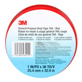 3M 764 General Purpose Vinyl Tape, Red, 5 mil, 1 in x 36 yd (43424) (7000123883)  - (36Pack) - 9