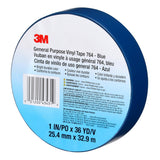 3M 764 General Purpose Vinyl Tape, Blue, 1 in x 36 yd, 5 mil (43431) (7000123887)  - (36Pack) - 5