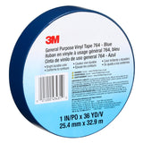 3M 764 General Purpose Vinyl Tape, Blue, 1 in x 36 yd, 5 mil (43431) (7000123887)  - (36Pack) - 7