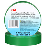 3M 764 General Purpose Vinyl Tape, Green, 1 in x 36 yd, 5 mil (43434) (7000123888)  - (36Pack) - 7