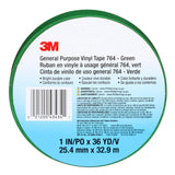 3M 764 General Purpose Vinyl Tape, Green, 1 in x 36 yd, 5 mil (43434) (7000123888)  - (36Pack) - 8