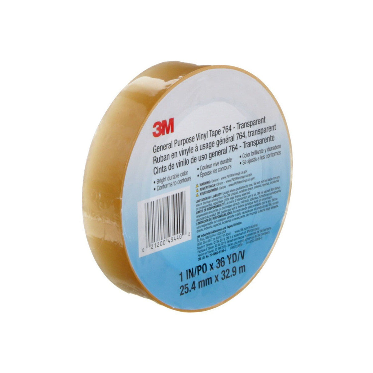 3M General Purpose Vinyl Tape, Transparent, 1 in x 36 yd, 5 mil Roll (764) (7000123889)  - (36Pack) - 9