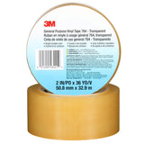 3M 764 General Purpose Vinyl Tape Transparent 2 in x 36 yd 5 mil Floor Marking Color Coding Bundling (7000123890)  - (24Pack) - 6