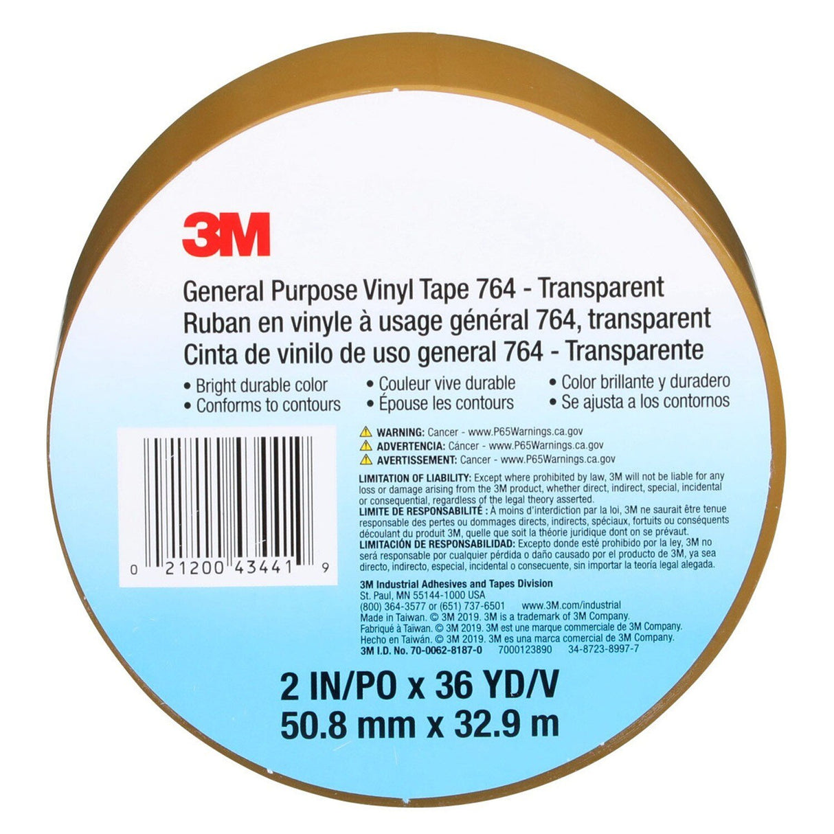 3M 764 General Purpose Vinyl Tape Transparent 2 in x 36 yd 5 mil Floor Marking Color Coding Bundling (7000123890)  - (24Pack) - 7