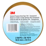 3M 764 General Purpose Vinyl Tape Transparent 2 in x 36 yd 5 mil Floor Marking Color Coding Bundling (7000123890)  - (24Pack) - 7