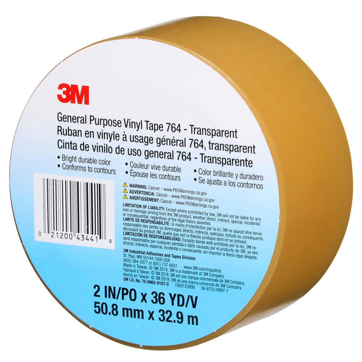 3M 764 General Purpose Vinyl Tape Transparent 2 in x 36 yd 5 mil Floor Marking Color Coding Bundling (7000123890)  - (24Pack) - 9