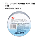 3M 764 General Purpose Vinyl Tape, Gray, 2 in x 36 yd, 5 mil (7000123891)  - (24Pack) - 9