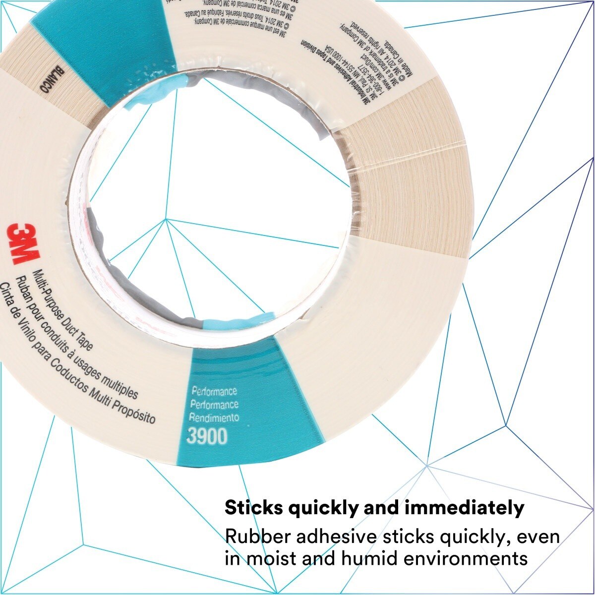 3M 3900 Multi Purpose Duct Tape, Rubber Adhesive, Water Resistant, White, 48 mm x 54.8 m, 7.6 mil (7000124008)  - (24Pack) - 3