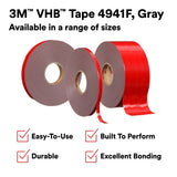 3M 4941 4941F VHB Tape F, Gray, 1/2 in x 36 yd, 45 mil, Film Liner (7000124127) (18 Pack) - 2