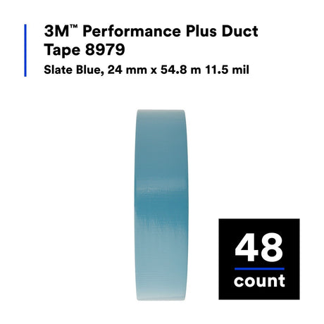 3M 8979 Performance Plus Duct Tape, Slate Blue, 24 mm x 54.8 m, 11.5 mil (7000124257) (48 Pack) - 5
