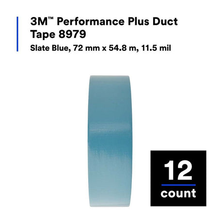 3M 8979 Performance Plus Duct Tape , Slate Blue, 72 mm x 54.8 m, 12.1 mil (7000124263) (12 Pack) - 10