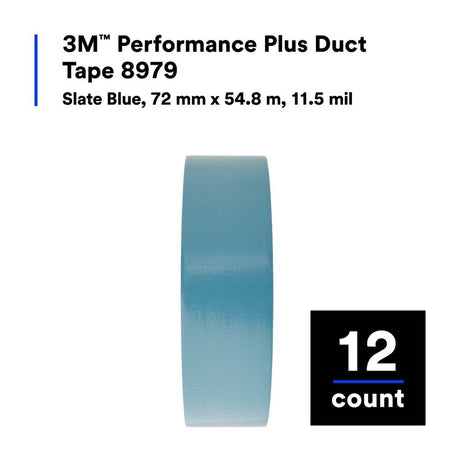 3M 8979 Performance Plus Duct Tape , Slate Blue, 72 mm x 54.8 m, 12.1 mil (7000124263) (12 Pack) - 10