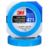 3M Vinyl Tape 471 Blue 5.2 mil 3/4 in x 36 yd 48 Rolls Case (471) (7000124804)  - (48Pack) - 6