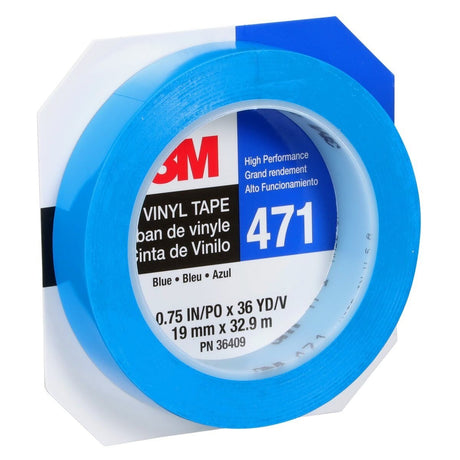 3M Vinyl Tape 471 Blue 5.2 mil 3/4 in x 36 yd 48 Rolls Case (471) (7000124804)  - (48Pack) - 8