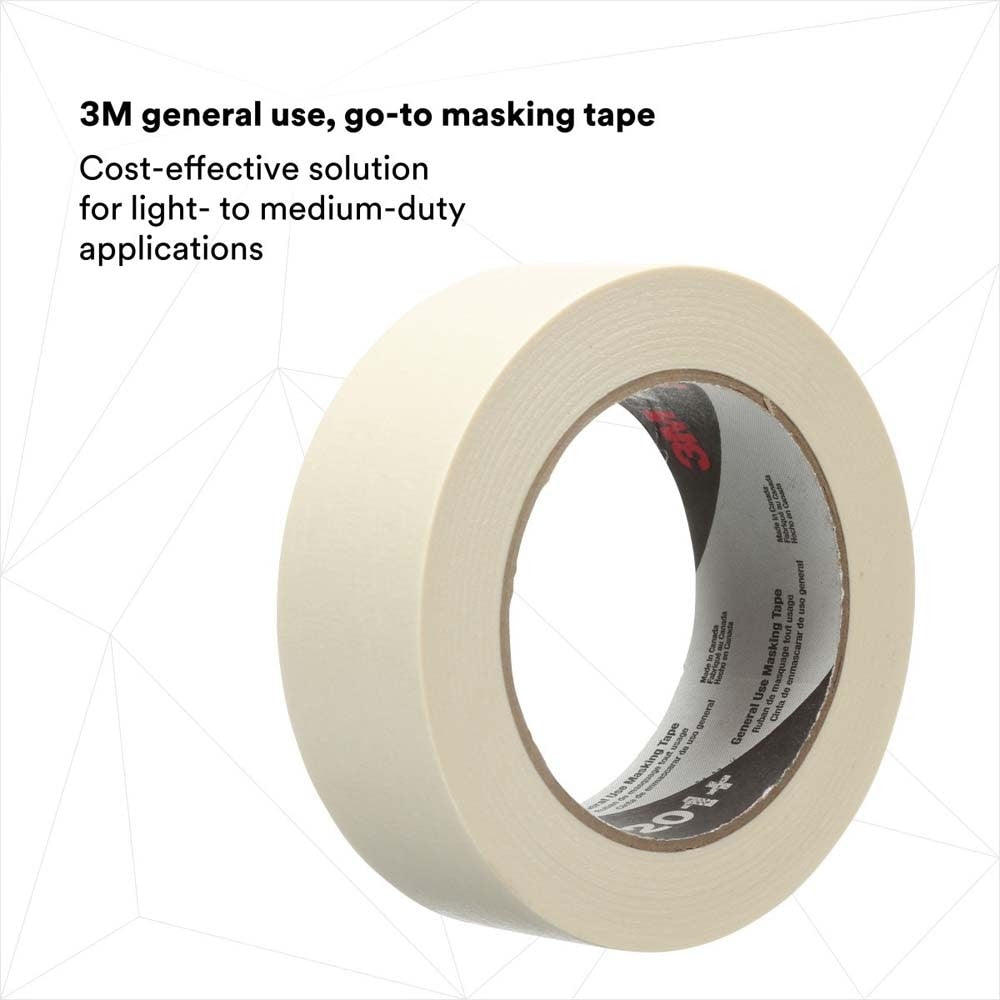 3M 201+ General Use Masking Tape, Tan, 1.42 in x 2.15 in, 4.4 mil - Easy-to-Use High Value Crepe Paper Tape (7000124882) (1 Piece) - 2