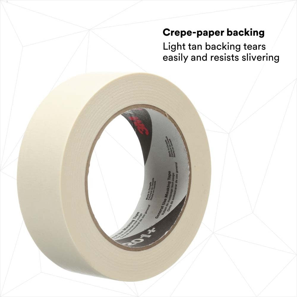 3M 201+ General Use Masking Tape, Tan, 1.42 in x 2.15 in, 4.4 mil - Easy-to-Use High Value Crepe Paper Tape (7000124882) (1 Piece) - 7
