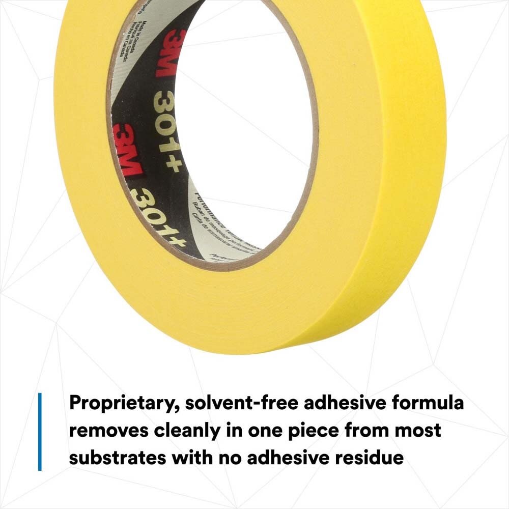 3M 301+ Performance Yellow Masking Tape , 24 mm x 55 m, 6.3 mil (7000124889) (36 Pack) - 5