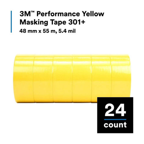 3M 301+ Performance Yellow Masking Tape , 48 mm x 55 m, 6.3 mil (7000124891) (24 Pack) - 4