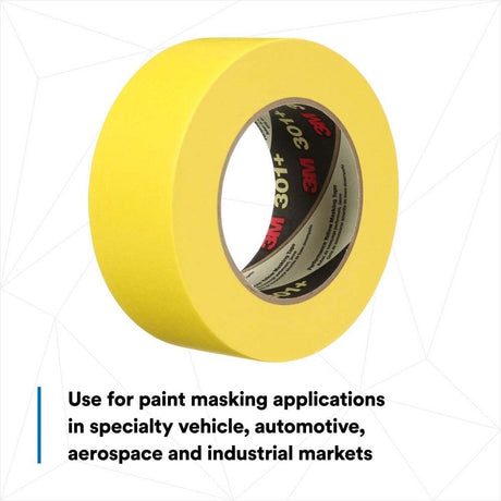 3M 301+ Performance Yellow Masking Tape , 48 mm x 55 m, 6.3 mil (7000124891) (24 Pack) - 6