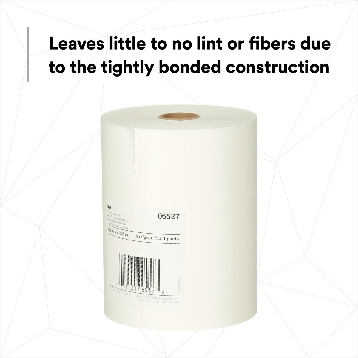 3M White Masking Paper, Heat Resistant, Flexible, Lint Free, 6 in x 750 ft (06537) (7000126065)  - (6Pack) - 2