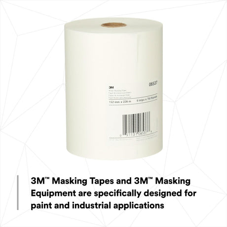 3M White Masking Paper, Heat Resistant, Flexible, Lint Free, 6 in x 750 ft (06537) (7000126065)  - (6Pack) - 3