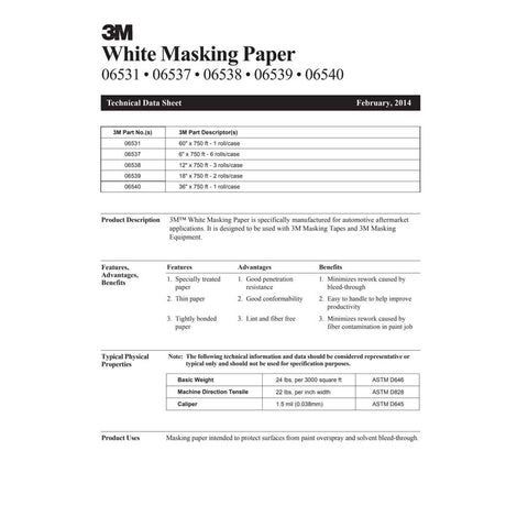 3M 06538 White Masking Paper, 12 in x 750 ft (7000126066) - 9