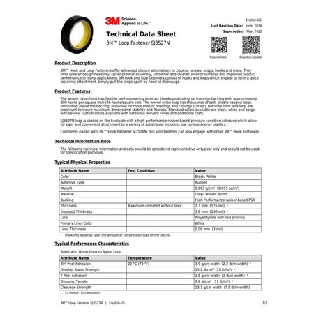 3M SJ3527N Loop Fastener Beige with Rubber-Based PSA Adhesive 1 in x 50 yd (7000126462)  - (3Pack) - 5