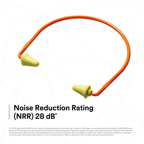 3M 320-1000 E-A-R 28 Banded Hearing Protectors, NRR 28 dB, Orange Yellow (7000127170) (100 Pack) - 3