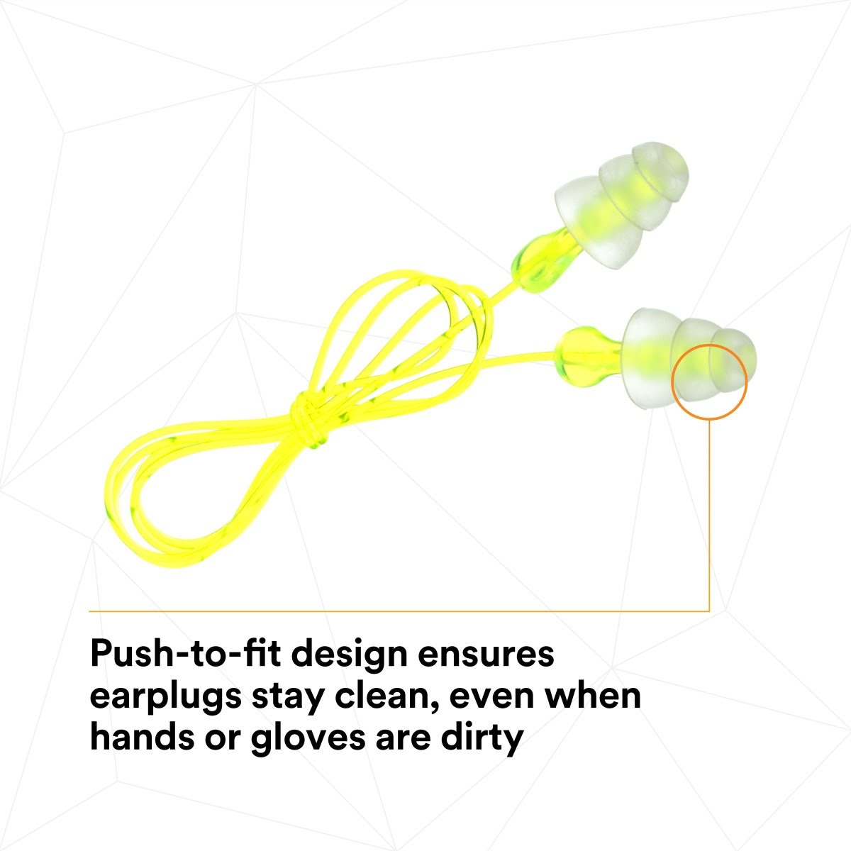 3M P3000 Tri-Flange Earplugs, Corded, Reusable, NRR 26 dB, Transparent with Yellow Vinyl Cord (7000127187) (400 Pack) - 10