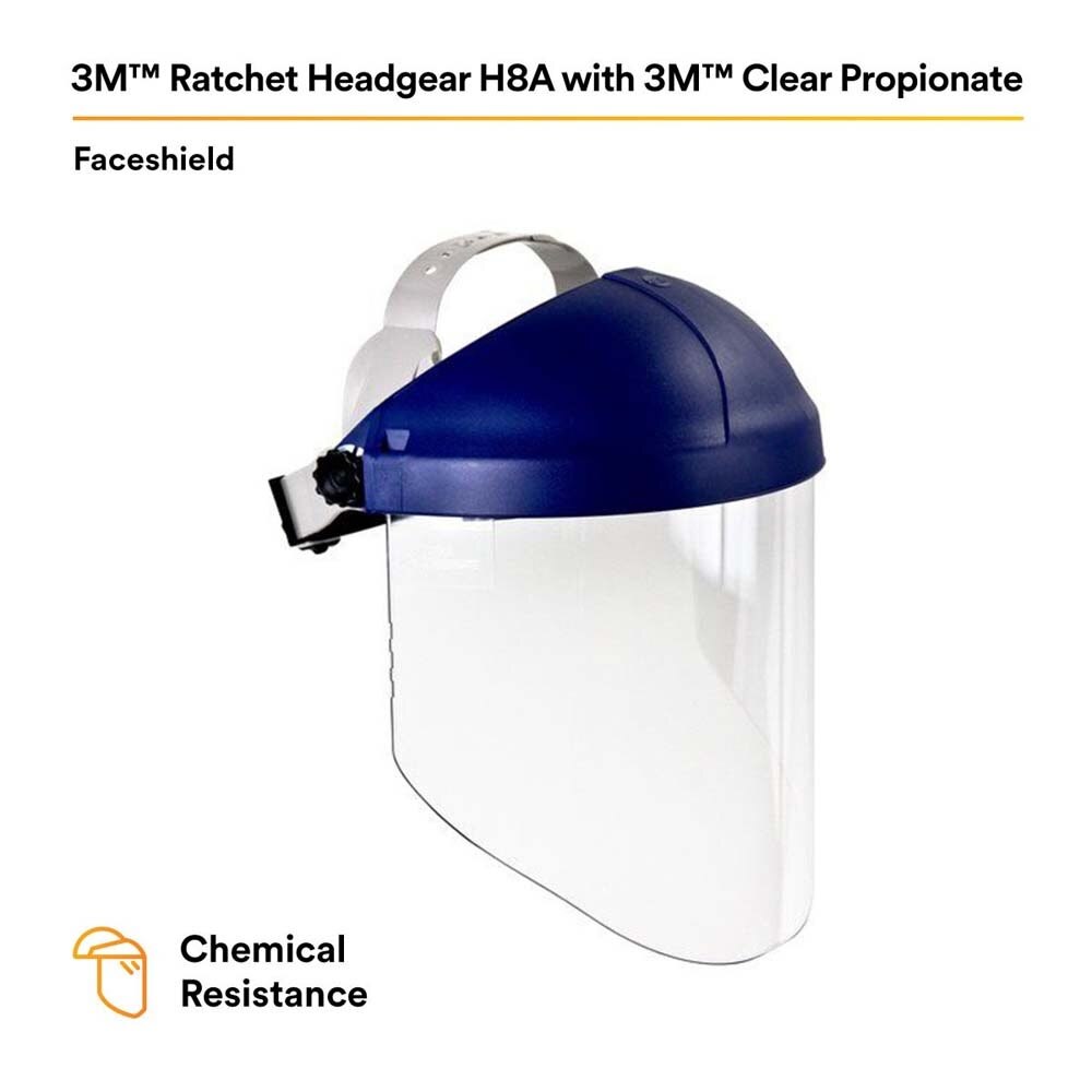 3M 82783-00000 W96 H8A Ratchet Headgear and WP96 Clear Faceshield Safety System, ANSI Z87.1, Adjustable Thermoplastic (7000127244)  - (5Pack) - 5