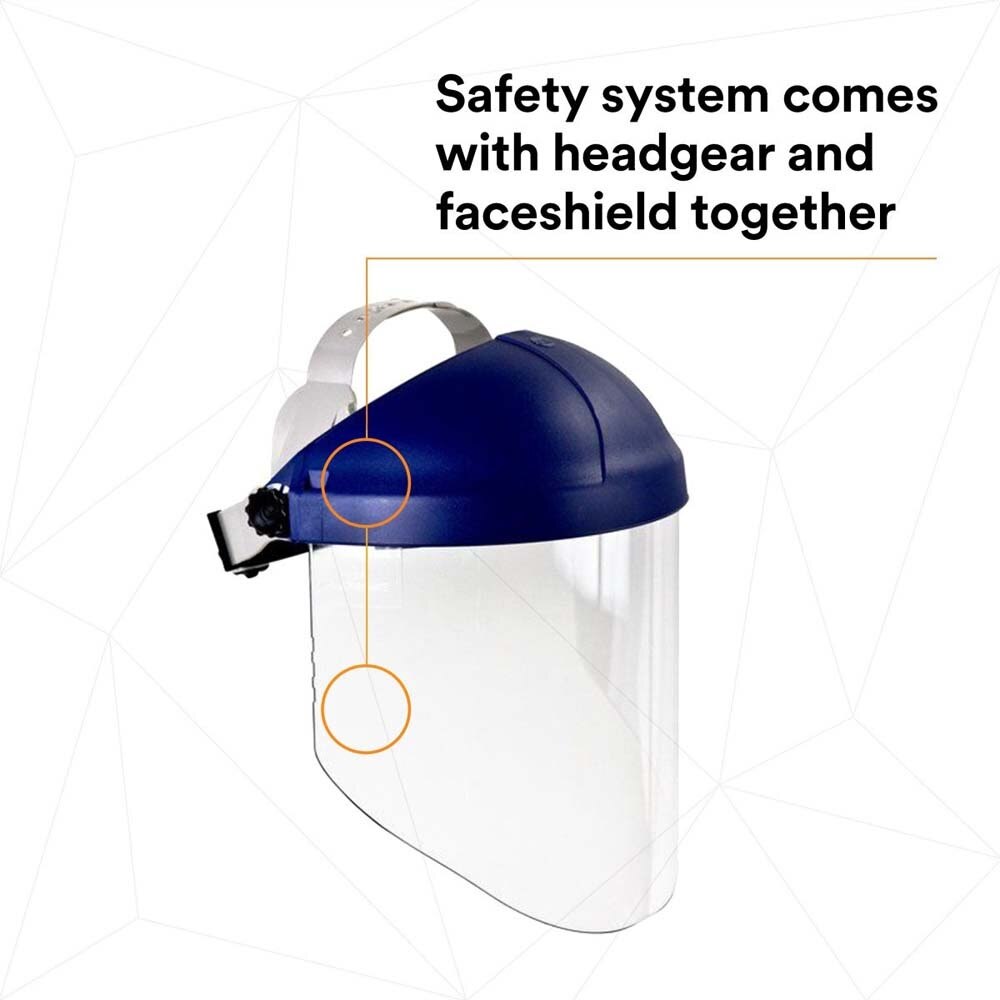 3M 82783-00000 W96 H8A Ratchet Headgear and WP96 Clear Faceshield Safety System, ANSI Z87.1, Adjustable Thermoplastic (7000127244)  - (5Pack) - 7