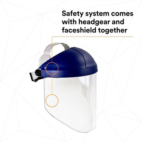 3M 82783-00000 W96 H8A Ratchet Headgear and WP96 Clear Faceshield Safety System, ANSI Z87.1, Adjustable Thermoplastic (7000127244)  - (5Pack) - 7