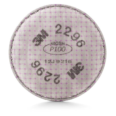 3M 2296 P100 Advanced Respirator Filter , Pair, Helps Protect Against Oil and Non-Oil Based Particulates, Nuisance Level Acid Gas Relief, Mining, Shipbuilding, Abatement, Utilities (7000127450) (100 Pack)