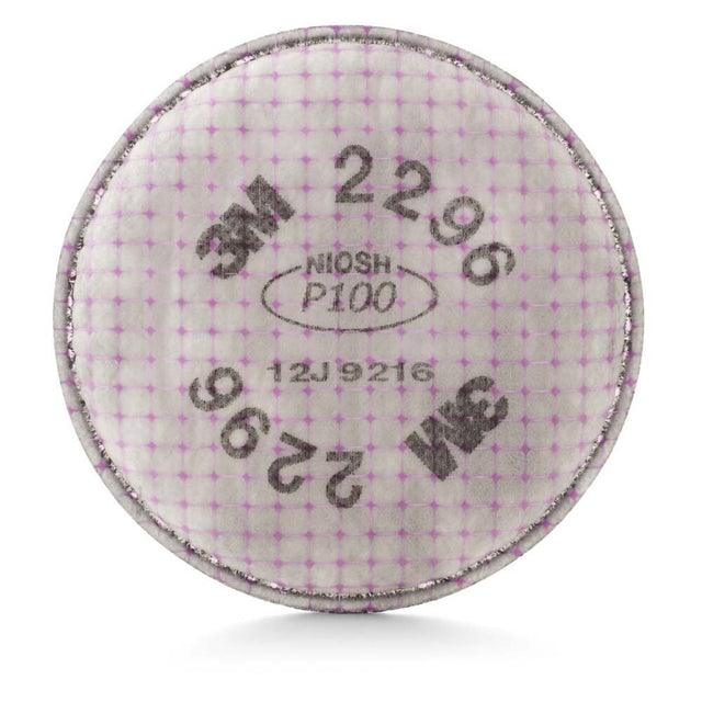 3M 2296 P100 Advanced Respirator Filter , Pair, Helps Protect Against Oil and Non-Oil Based Particulates, Nuisance Level Acid Gas Relief, Mining, Shipbuilding, Abatement, Utilities (7000127450) (100 Pack)
