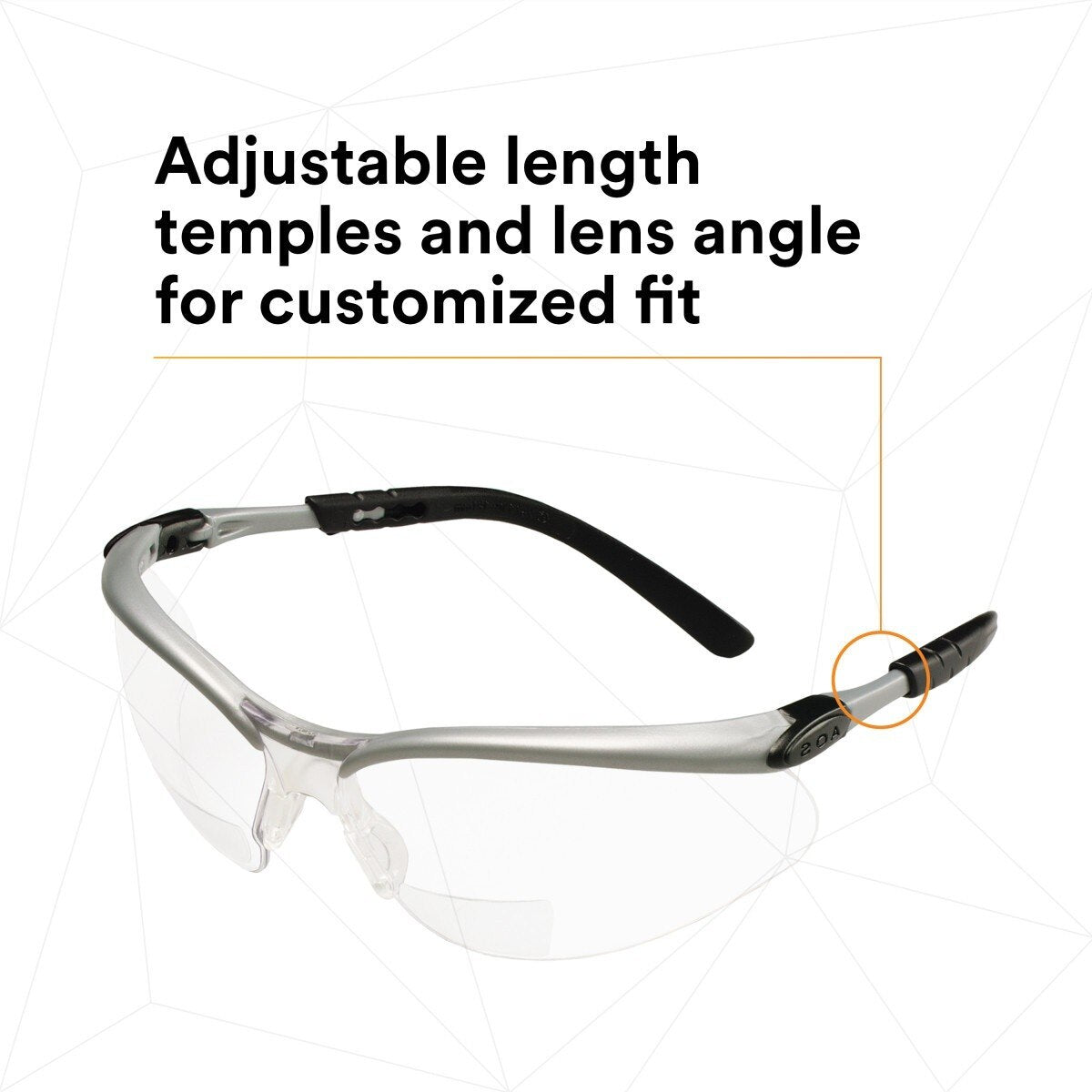 3M 11374-00000-20 BX Reader Safety Glasses, +1.5 Diopter, Anti Fog Anti Scratch Clear Lens, Silver Frame (7000127490) (1 Pair)  - (20Pack) - 4