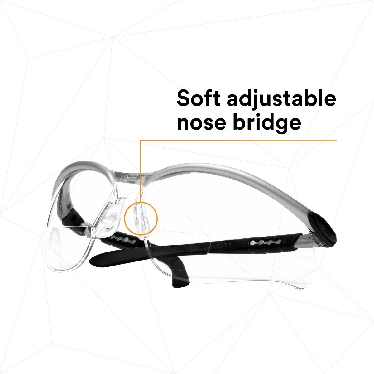 3M 11374-00000-20 BX Reader Safety Glasses, +1.5 Diopter, Anti Fog Anti Scratch Clear Lens, Silver Frame (7000127490) (1 Pair)  - (20Pack) - 6