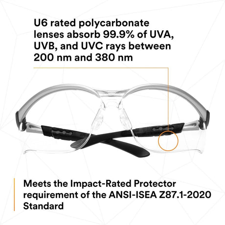 3M 11374-00000-20 BX Reader Safety Glasses, +1.5 Diopter, Anti Fog Anti Scratch Clear Lens, Silver Frame (7000127490) (1 Pair)  - (20Pack) - 7