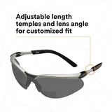 3M 11378-00000-20 Safety Glasses with Readers, +2.0 Diopter, ANSI Z87, Anti-Fog Anti-Scratch Gray Lens, Silver Frame, Adjustable Length Temples and Lens Angle (7000127493)  - (20Pack) - 5