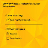 3M 11378-00000-20 Safety Glasses with Readers, +2.0 Diopter, ANSI Z87, Anti-Fog Anti-Scratch Gray Lens, Silver Frame, Adjustable Length Temples and Lens Angle (7000127493)  - (20Pack) - 8