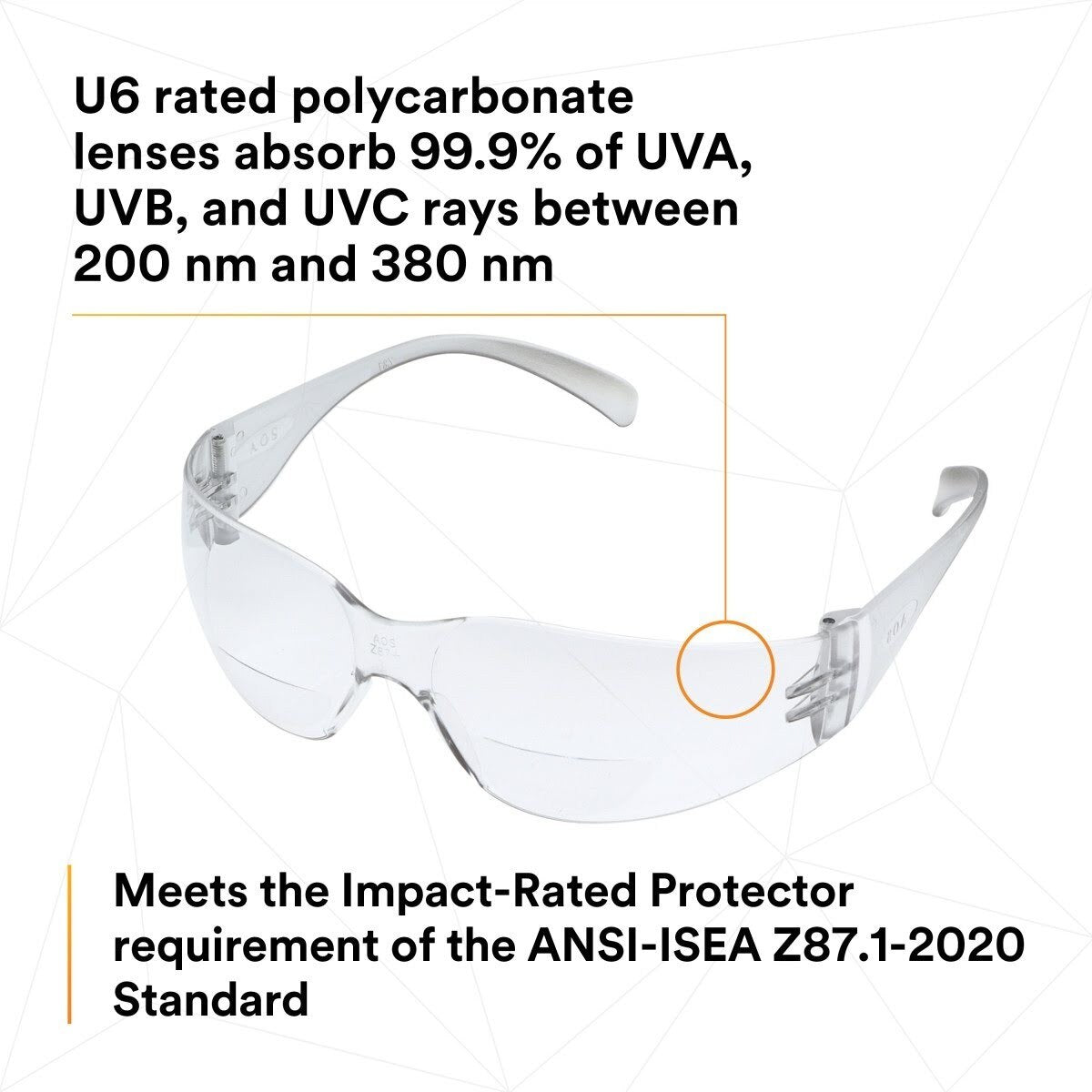 3M 11513-00000-20 Virtua Safety Glasses with Readers, +1.5 Diopter, Anti-Fog Clear Lens, Clear Frame (7000127511)  - (20Pack) - 8