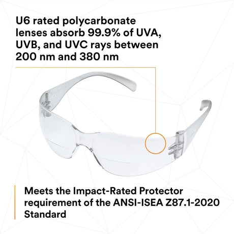 3M 11513-00000-20 Virtua Safety Glasses with Readers, +1.5 Diopter, Anti-Fog Clear Lens, Clear Frame (7000127511)  - (20Pack) - 8