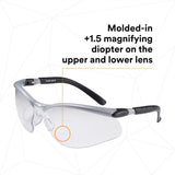 3M BX Dual Reader Safety Glasses, Clear Anti Fog Lens, Gray Black Frame, 1.5 Diopter (7000127661)  - (20Pack) - 3