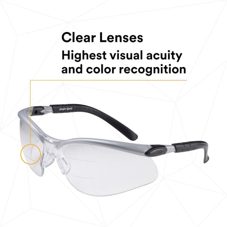 3M BX Dual Reader Safety Glasses, Clear Anti Fog Lens, Gray Black Frame, 1.5 Diopter (7000127661)  - (20Pack) - 6